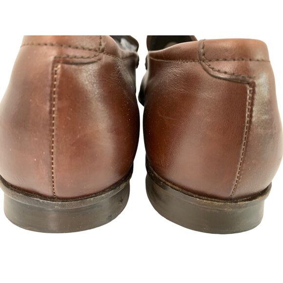 VTG Prada Italy Mens Brown Leather Buckle Loafers Size 10 US Slip On 2D width - Picture 9 of 11